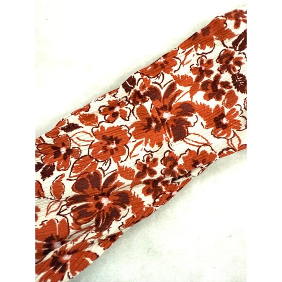 Floral Bell Sleeve Blouse S Andrée By Unit Open Back Rust Orange Cottage Fairy - Picture 6 of 11